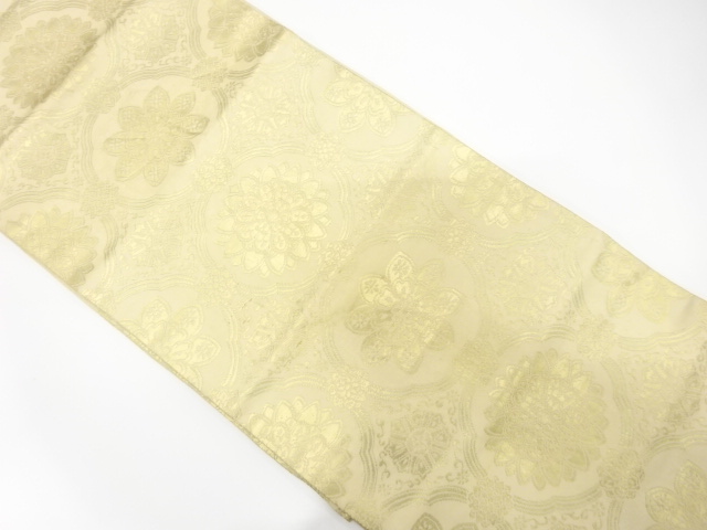 JAPANESE KIMONO / ANTIQUE FUKURO OBI / SILK / WOVEN FLOWER CREST